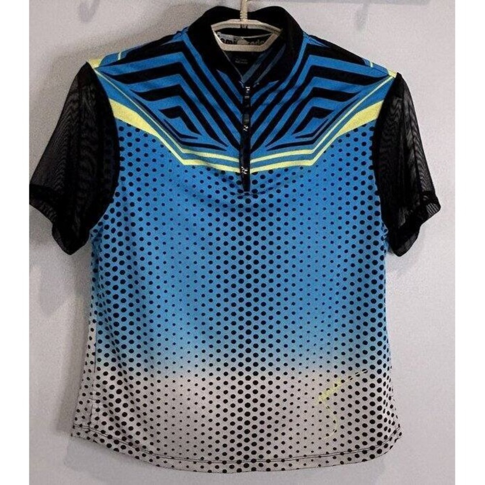 Jamie Sadock Short Mesh Sleeve 1/4 Hook Abstract Print Shirt Golf S